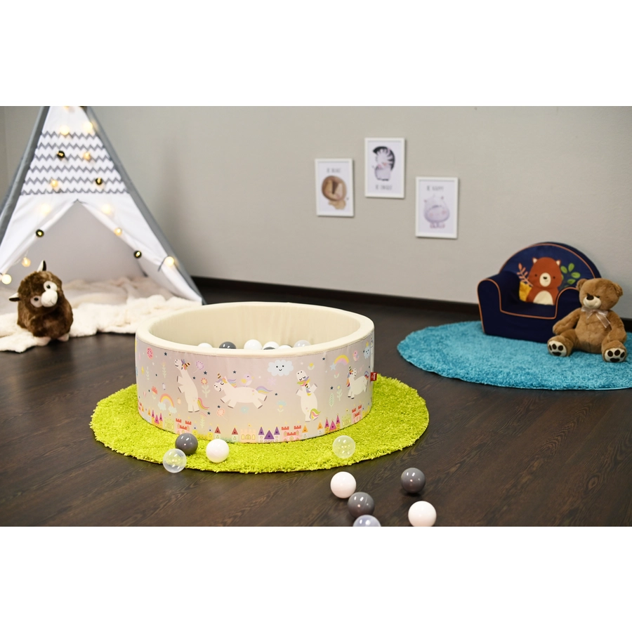 knorr toys® Bällebad soft - Unicorn grey - 150 balls greywhitetransparent beige