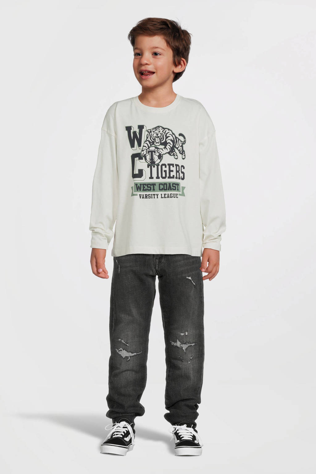 NAME IT longsleeve NKMVICTOR met printopdruk ecru