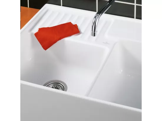 Evier timbre d'office VILLEROY ET BOCH Tradition 89,5 x 63 céramique vidage auto blanc