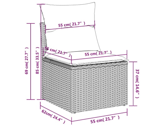 LES TENDANCES - Salon extérieur Salon de jardin-noir-8 places-55x62x69-454471