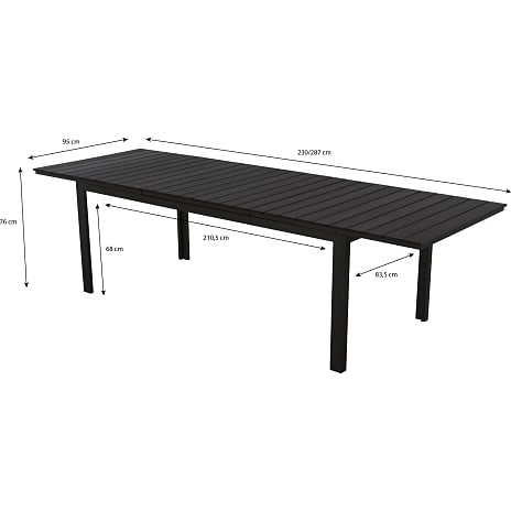 Lakewood udtræksbord 95 x 230/287 cm. Sort
