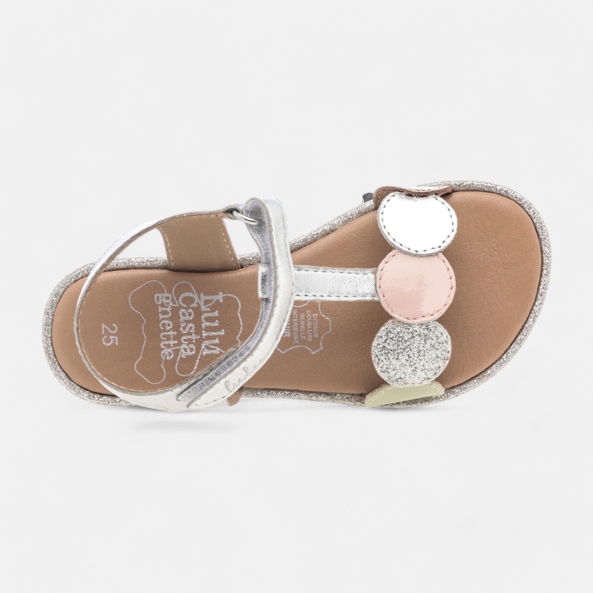 Nu-pieds Fille en cuir argent