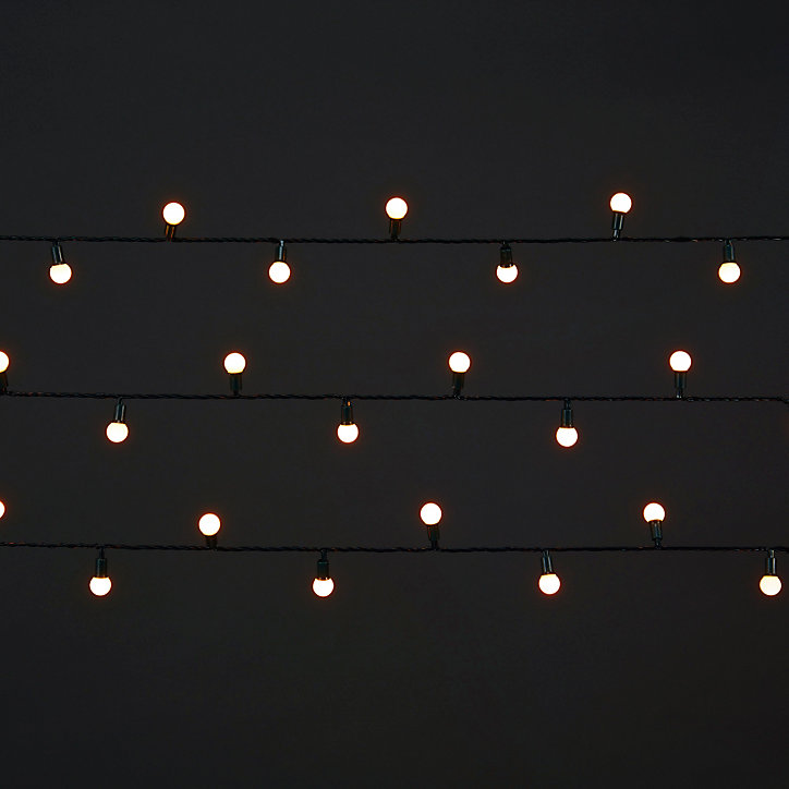 Guirlande lumineuse LED intérieure et extérieure blanc chaud câble vert 8 fonctions 25,12 m décor boule