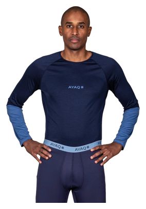 Maillot Manches Longues AYAQ Mefonna Merinos Blue Slate Bleu