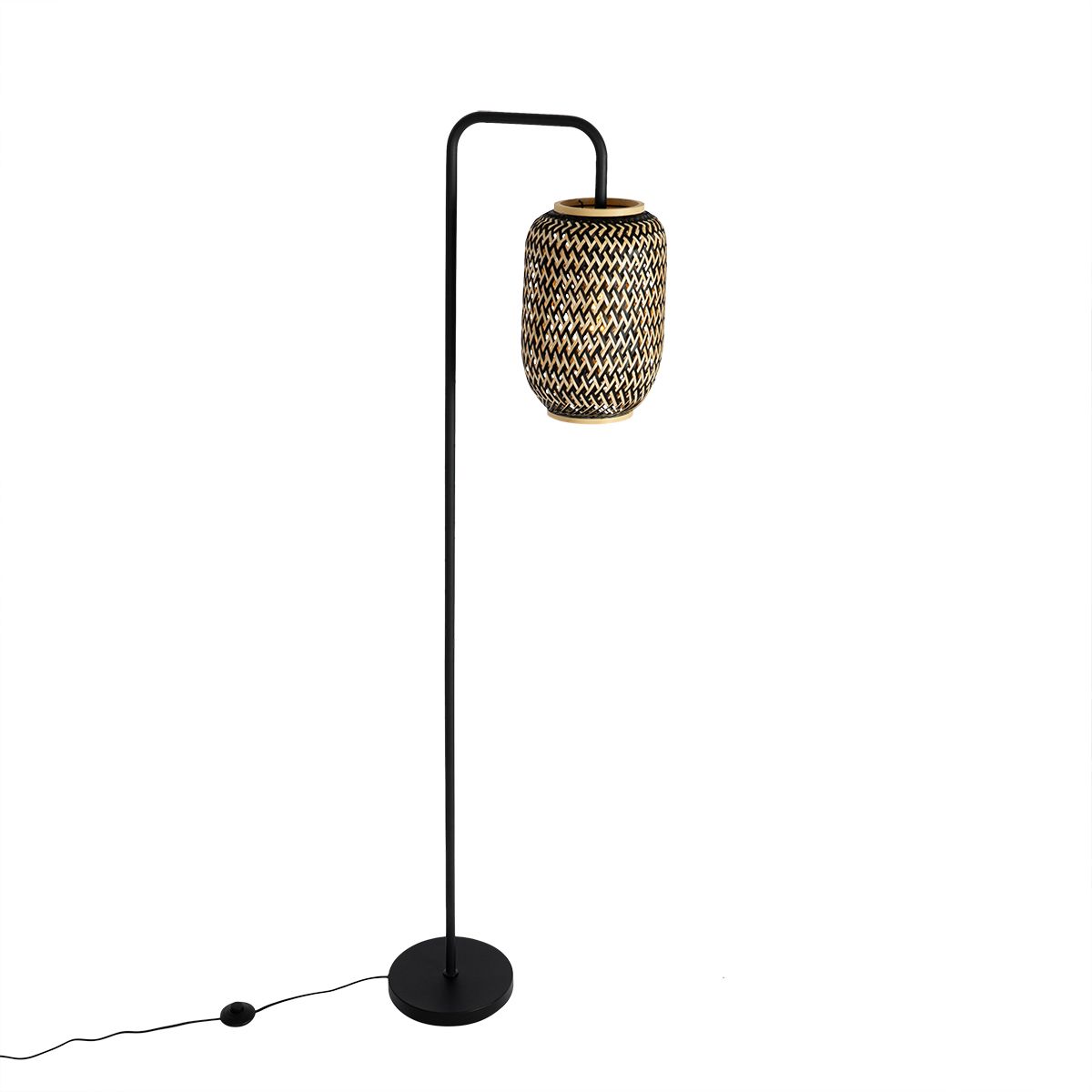 Oosterse vloerlamp bamboe met zwart - Yvonne