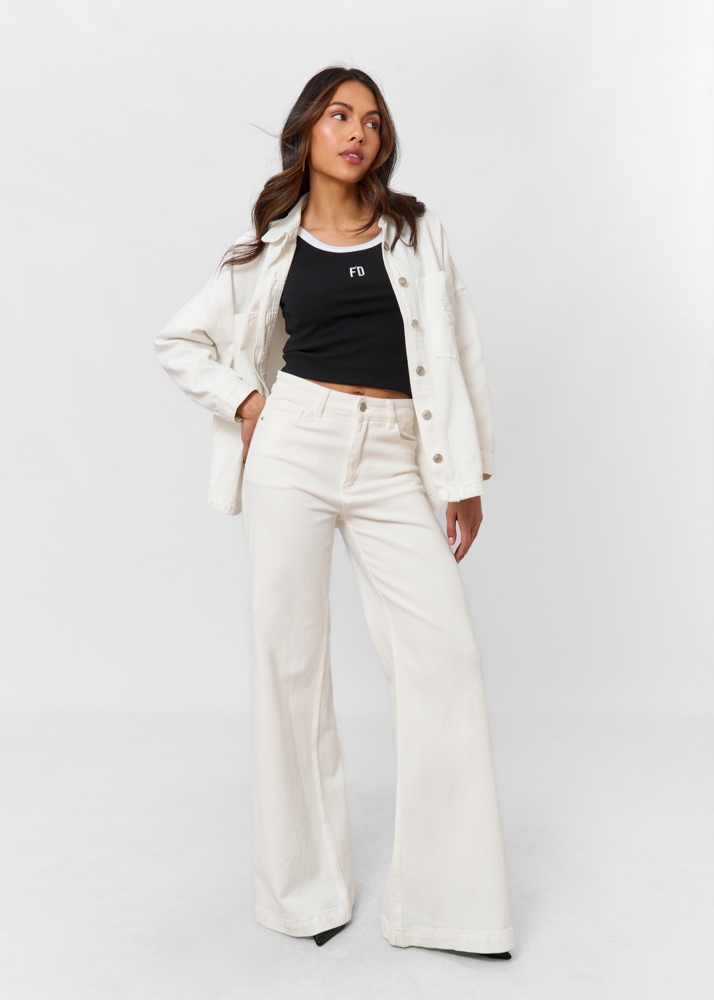 Wide flared jeans ecru