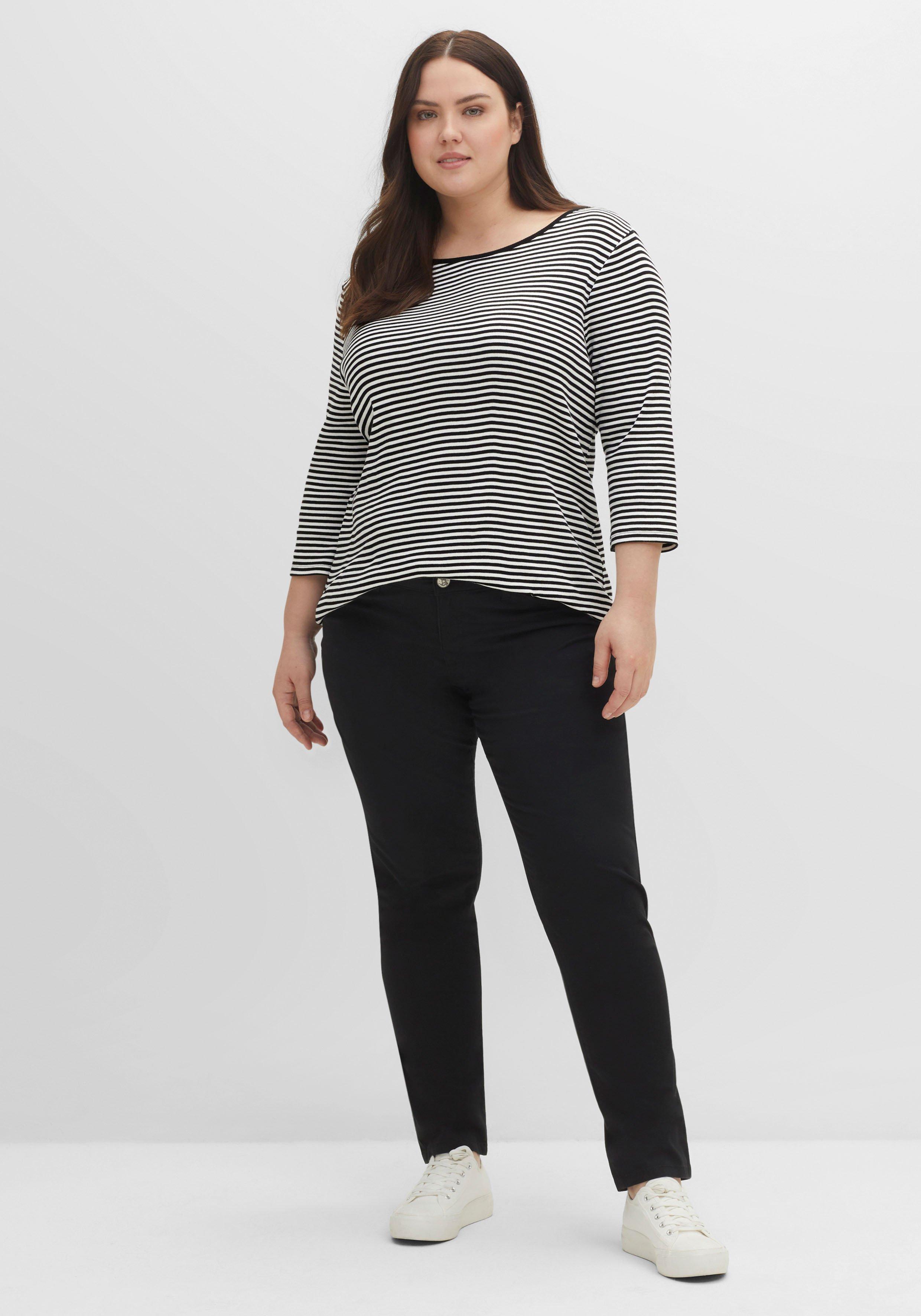 3/4-Arm-Shirt mit garngefärbten Ringeln