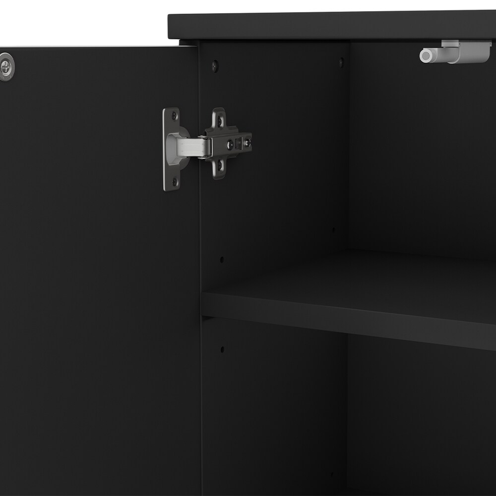 Vicco Badschrank Badezimmerkommode Badezimmermöbel Edge Schwarz Weiß modern 60x80 cm Badezimmer Schrank Badmöbel 2 Türen 3 Fächer