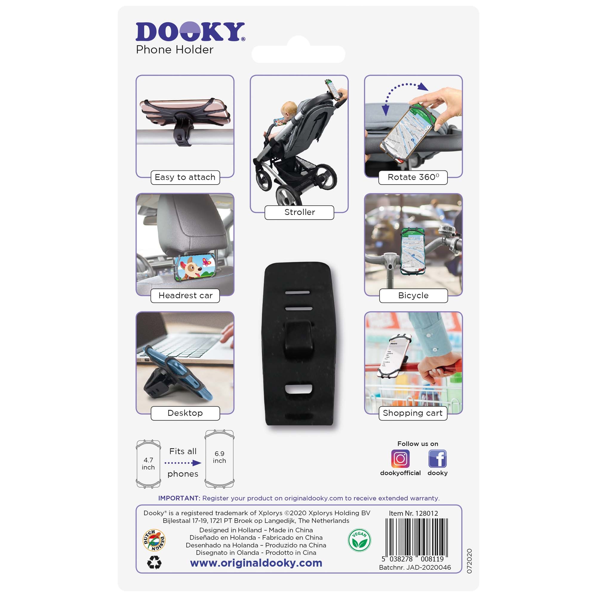 Dooky telefoonhouder universeel Black - kinderwagen accessoires - Prénatal