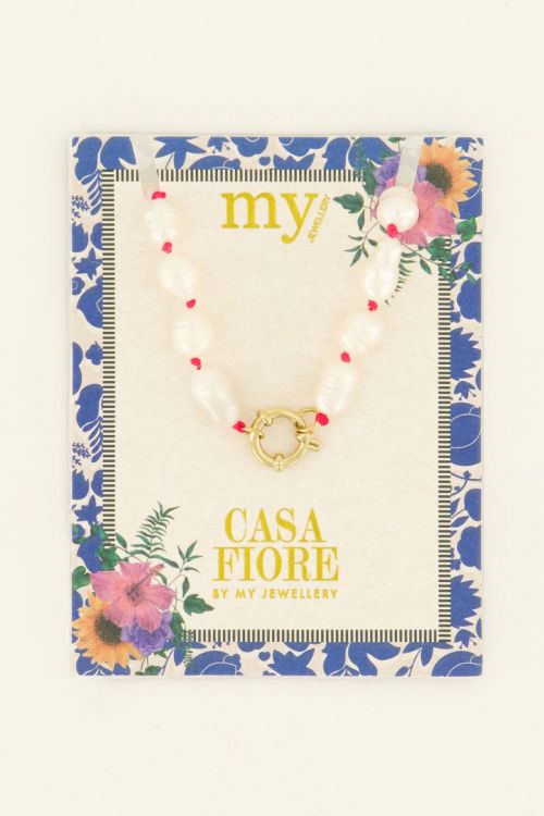 Casa fiore parel ketting roze