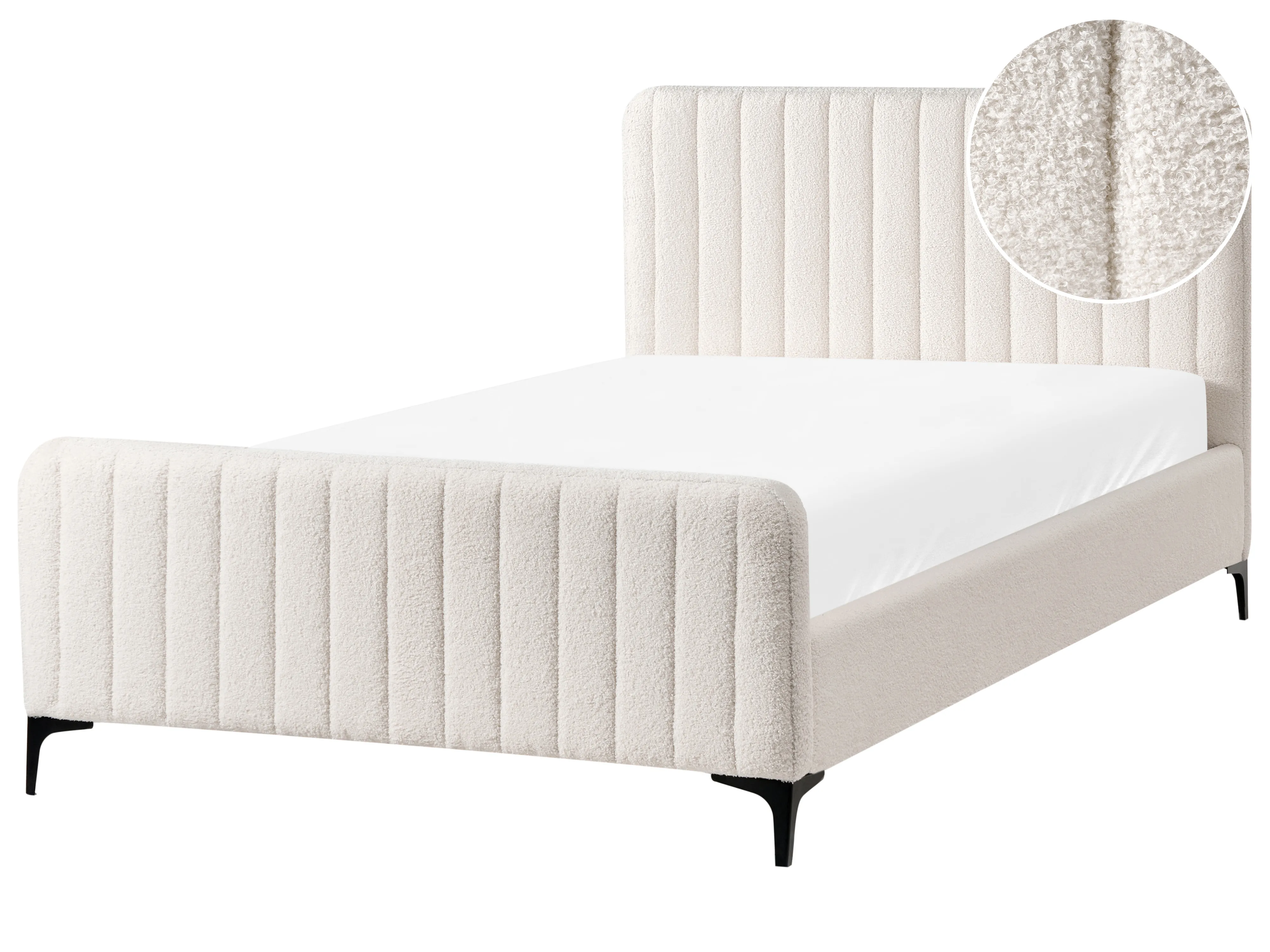Bed Bouclé LUNAN 120 x 200 cm Gebroken wit