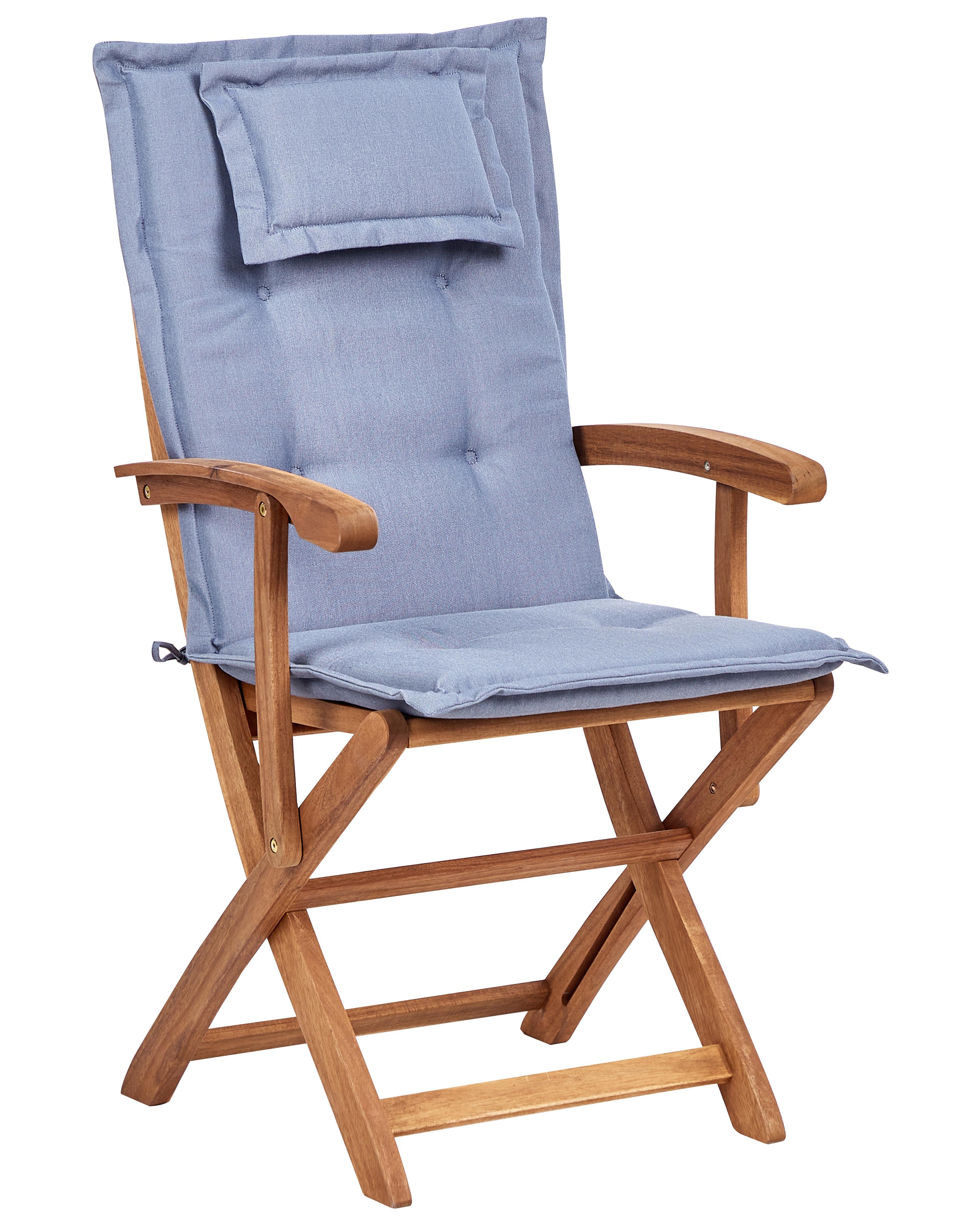 Set van 2 stoelen met zitkussen MAUI II Acaciahout Blauw
