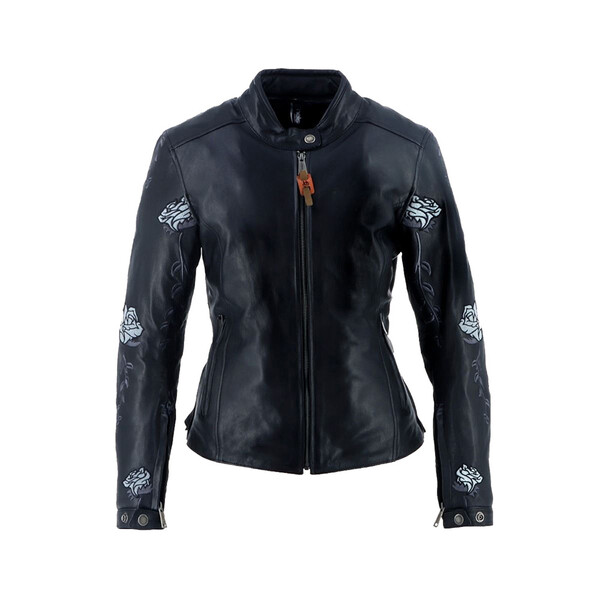 Helstons - Blouson femme Rosa - Cuir Soft Noir / Bleu