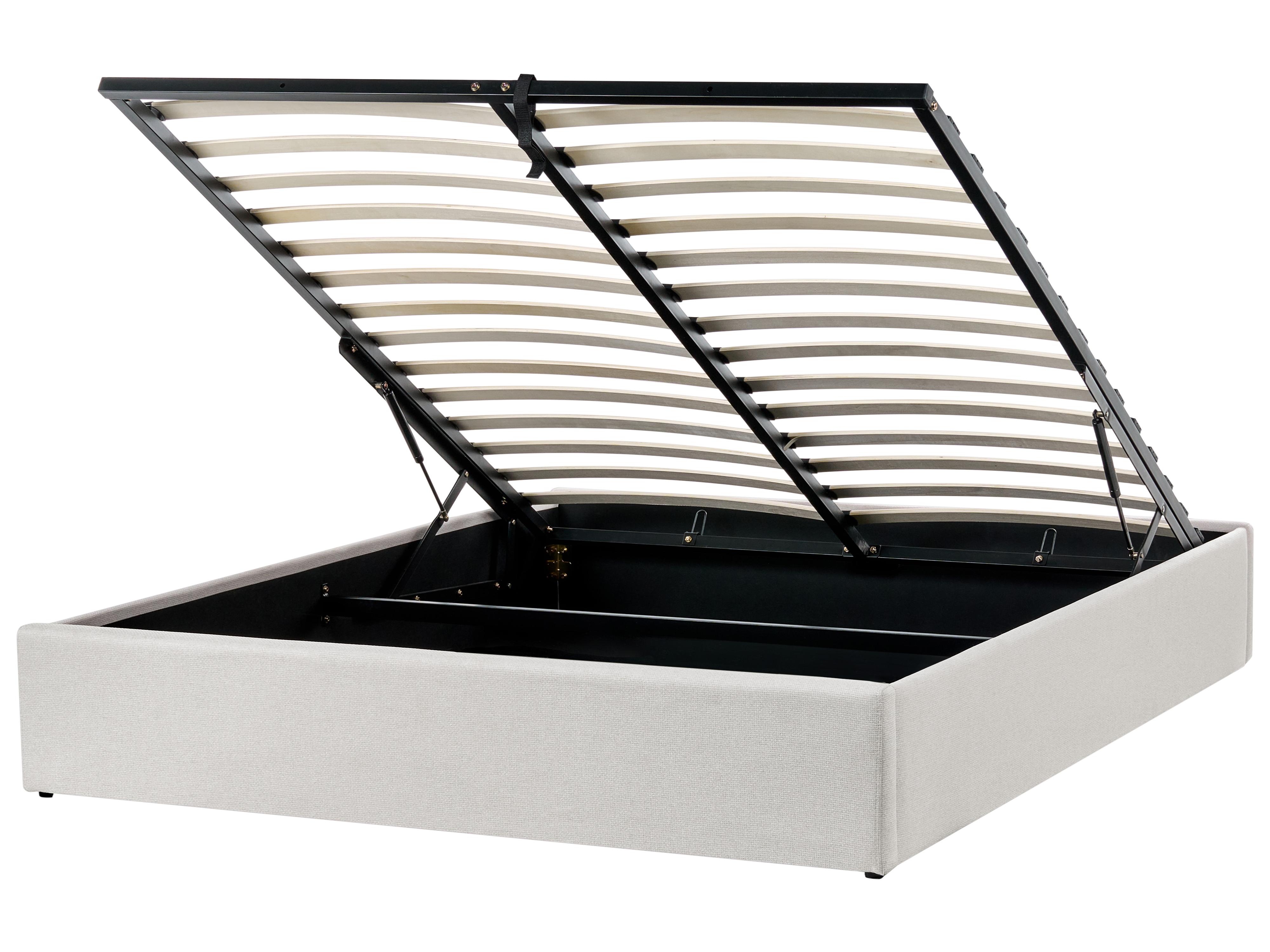 Opbergbed zonder hoofdbord Stof DINAN 160 x 200 cm Lichtbeige