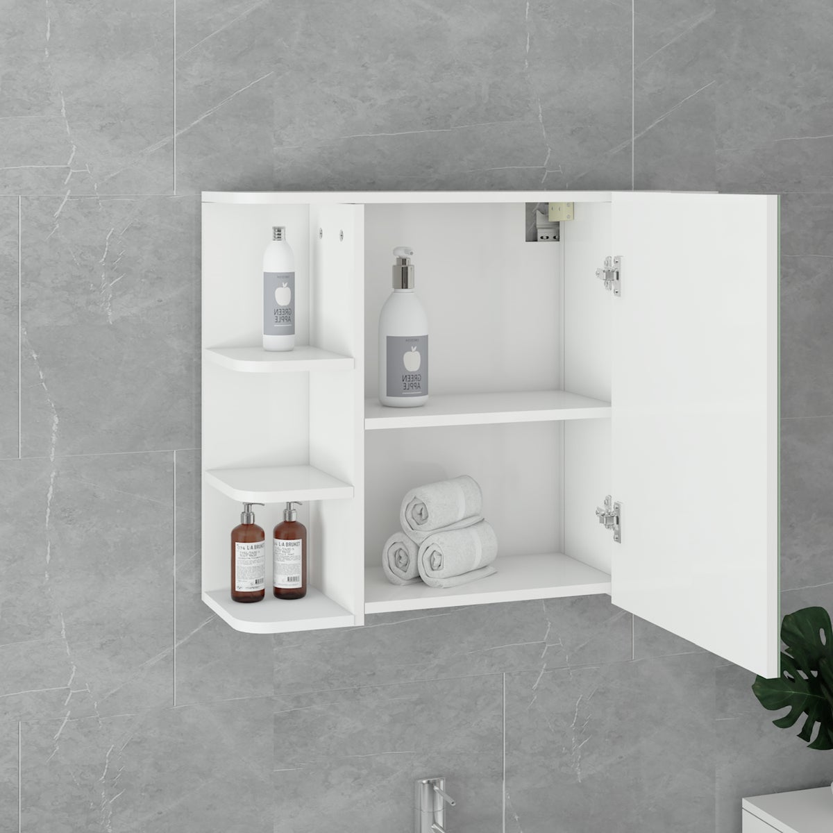 ML-Design 2-delige badkamermeubelset, badkamermeubelset, wastafelmeubel met onderkast, spiegelkast, badkamerkast, moderne stijl, wit, hout, veel opbergruimte