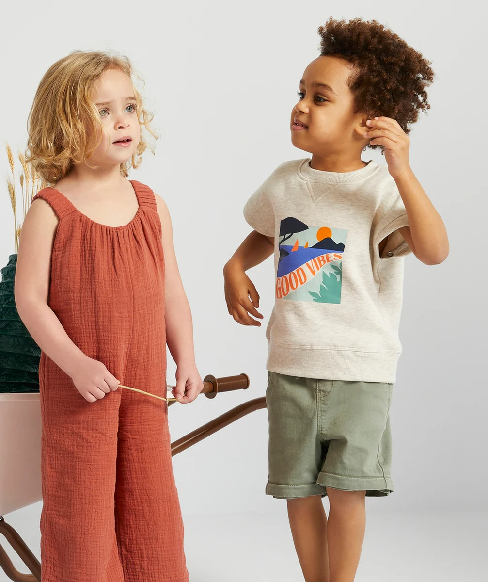 PANTALON CHINO BÉBÉ GARÇON ÉVOLUTIF KAKI AVEC CORDONS
