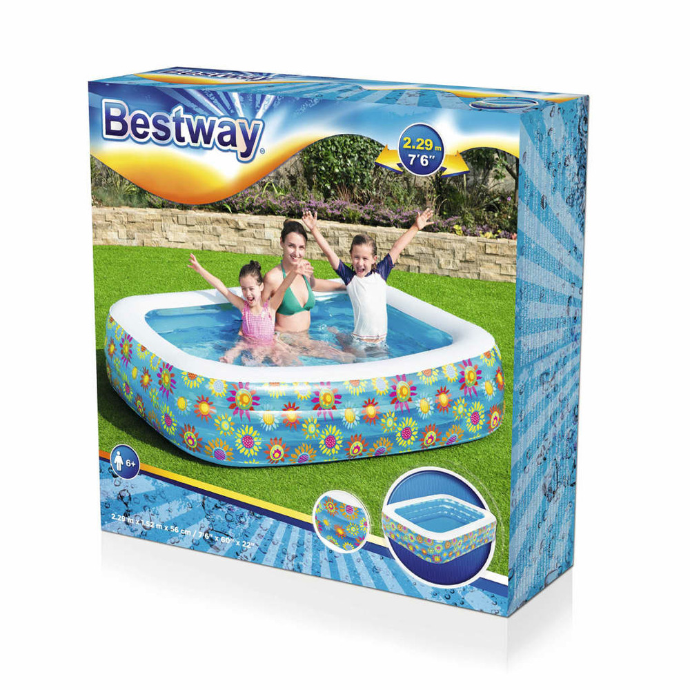 Piscine gonflable pour enfants bleu 229x152x56 cm