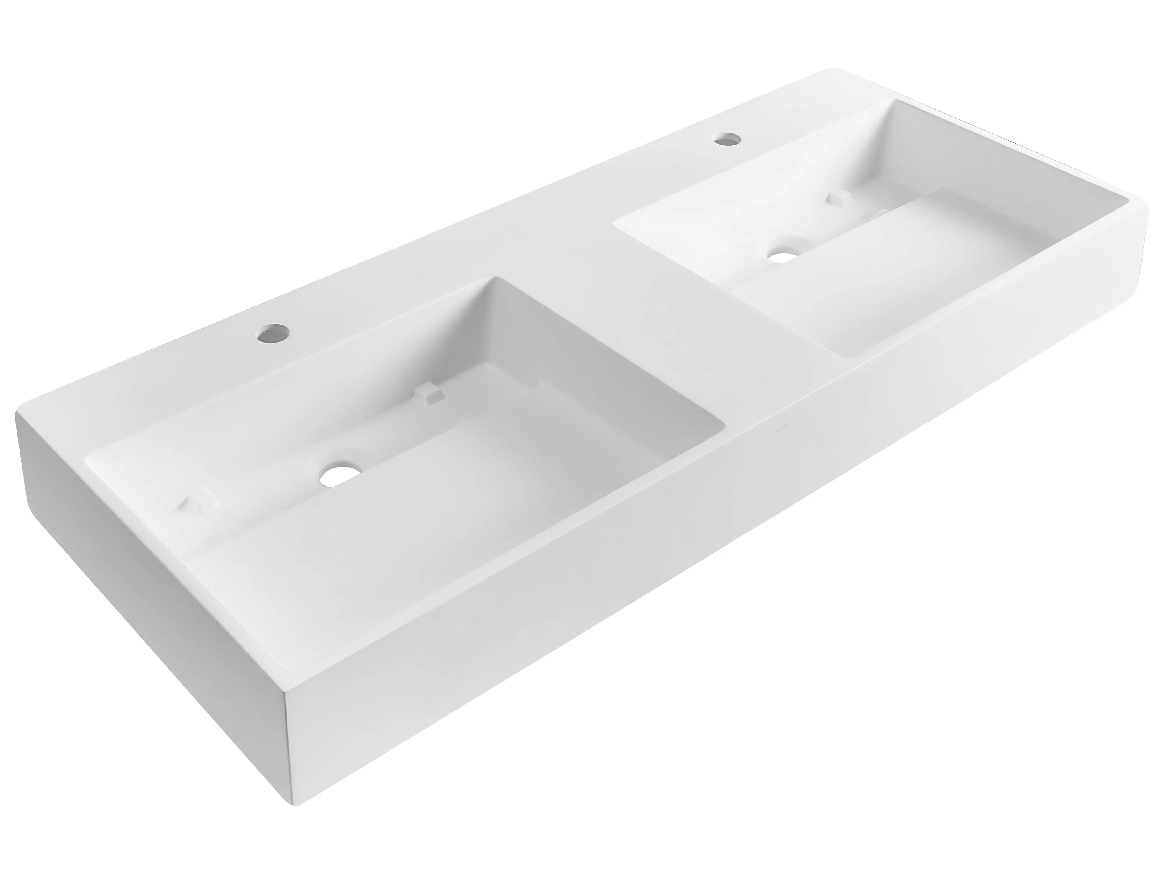Wandgemonteerd dubbele wastafel CUSCO 120 x 48 cm Mineraal gietwerk Wit