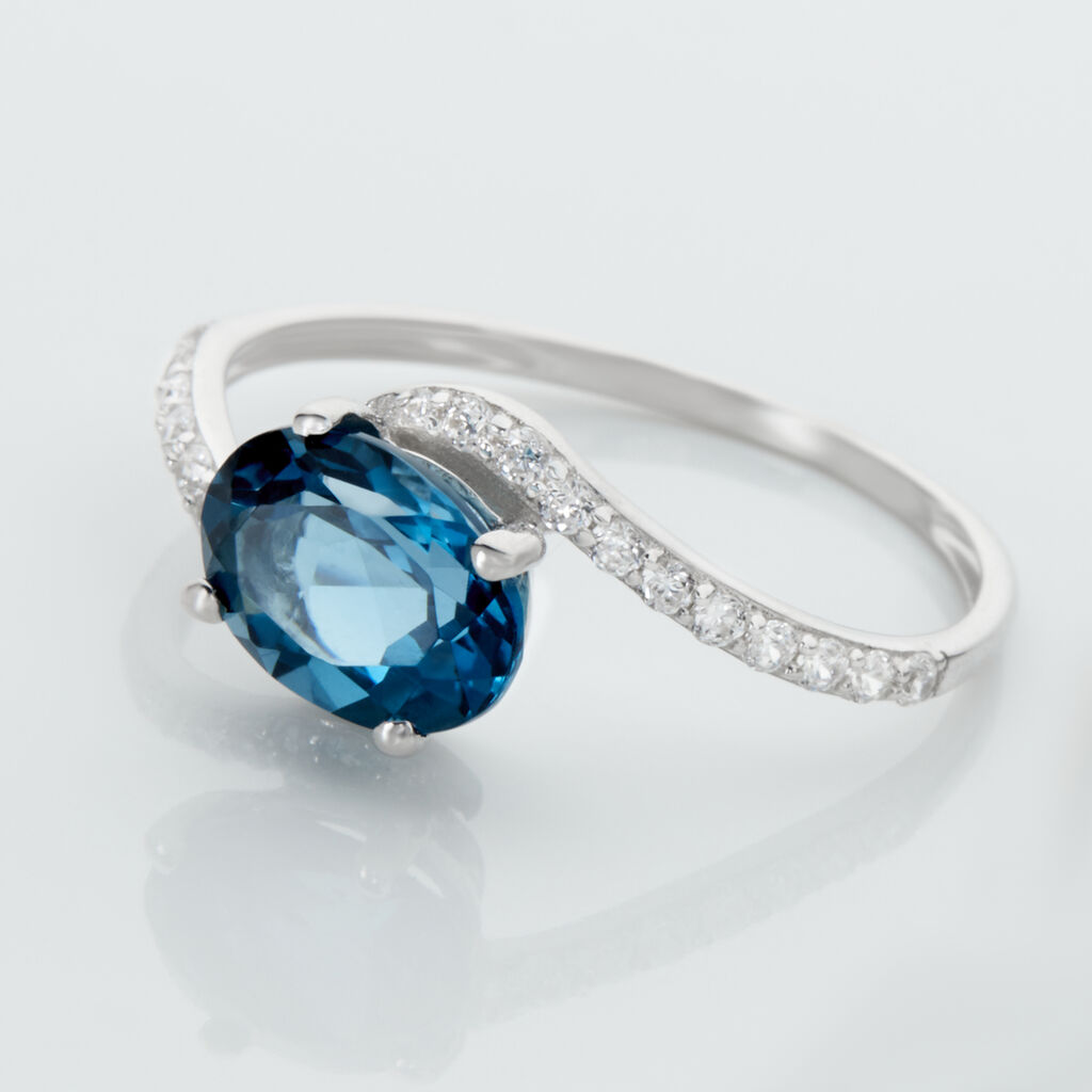 Bague Or Blanc Erwin Topaze Oxydes De Zirconium