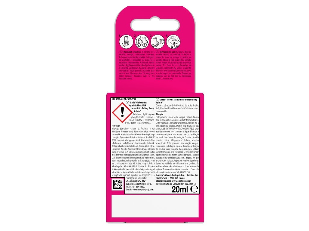 AMBIENTADOR ELÉCTRICO RECARGA GLADE BERRY SPLASH 20ML