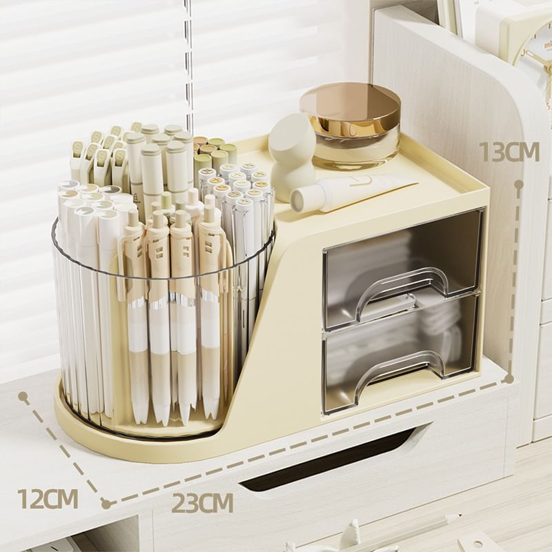 Fenmo - Eenvoudige pennenhouder + effen plastic lade-bureau-organizer - Set