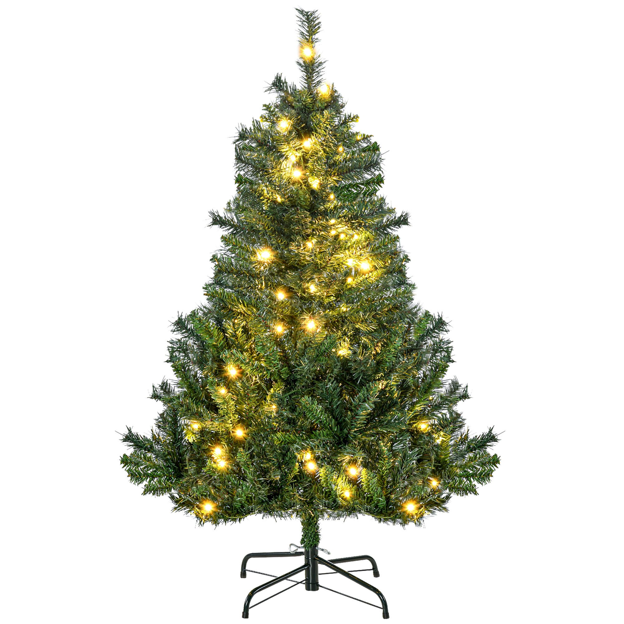HOMCOM Künstlicher Weihnachtsbaum mit 80 LEDs grün 75 x 120 cm (ØxH)
