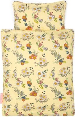 Smallstuff - Dukkesengetøj - Gul Med Blomster - 14X24 CM