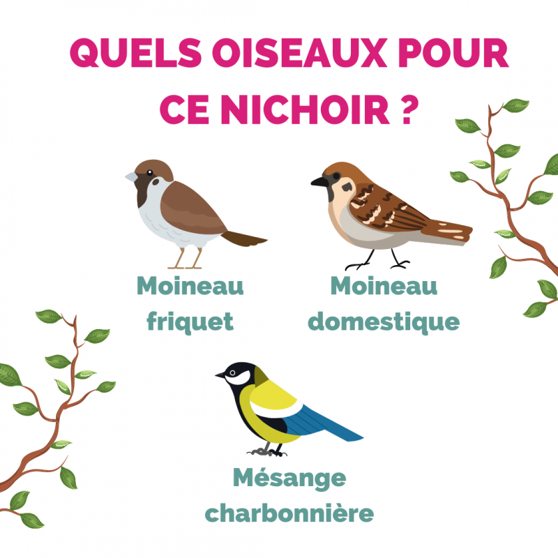 Nichoir oiseaux ouverture 28 ou 32mn