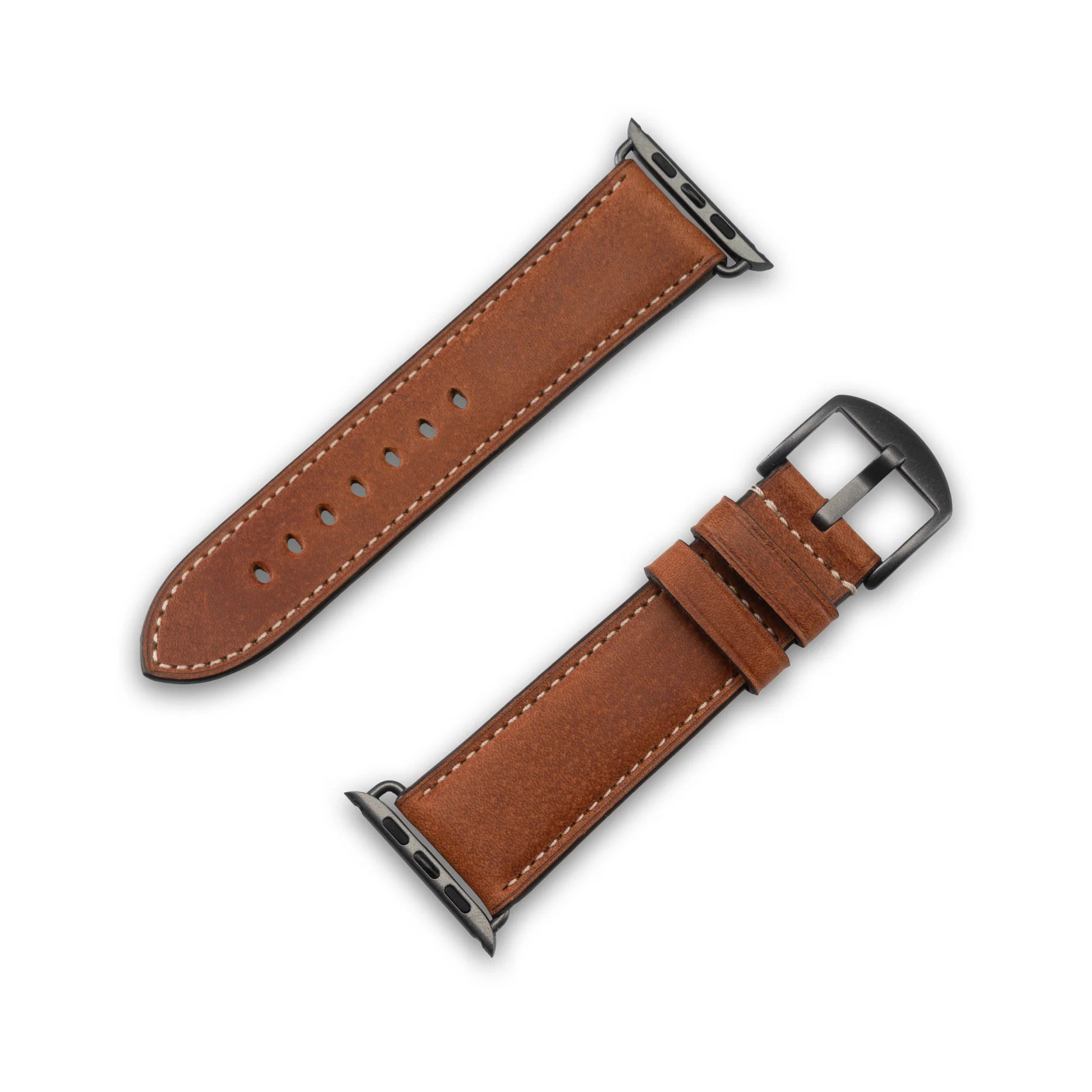 Charlie Apple Watch (49/46/45/44 mm) Leder Armband mit Aluminium-Verschluss (10833) - Braun / Grau