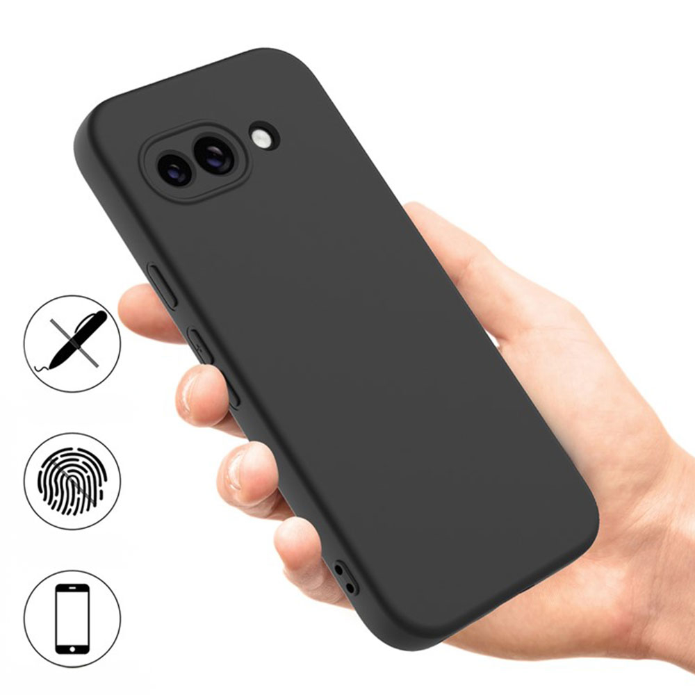 Google Pixel 9a Silikon Case Hülle mit Kameraschutz   Trageschlaufe - Schwarz