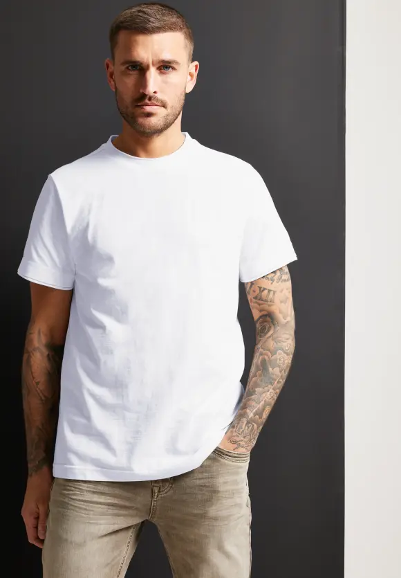 T-Shirt in Unifarbe - White