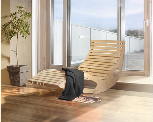Weka sauna wellness ligstoel 165x64x95 cm van hout, ergonomisch design, inclusief sauna handdoek