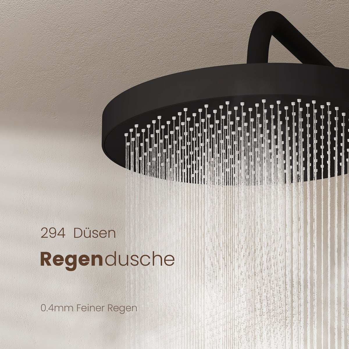 EMKE 3-in-1 Douchesysteem Regendoucheset met Hoofddouche, Handdouche en Kraan, Moderne Douchegarnituurset voor Badkamer, Zwart