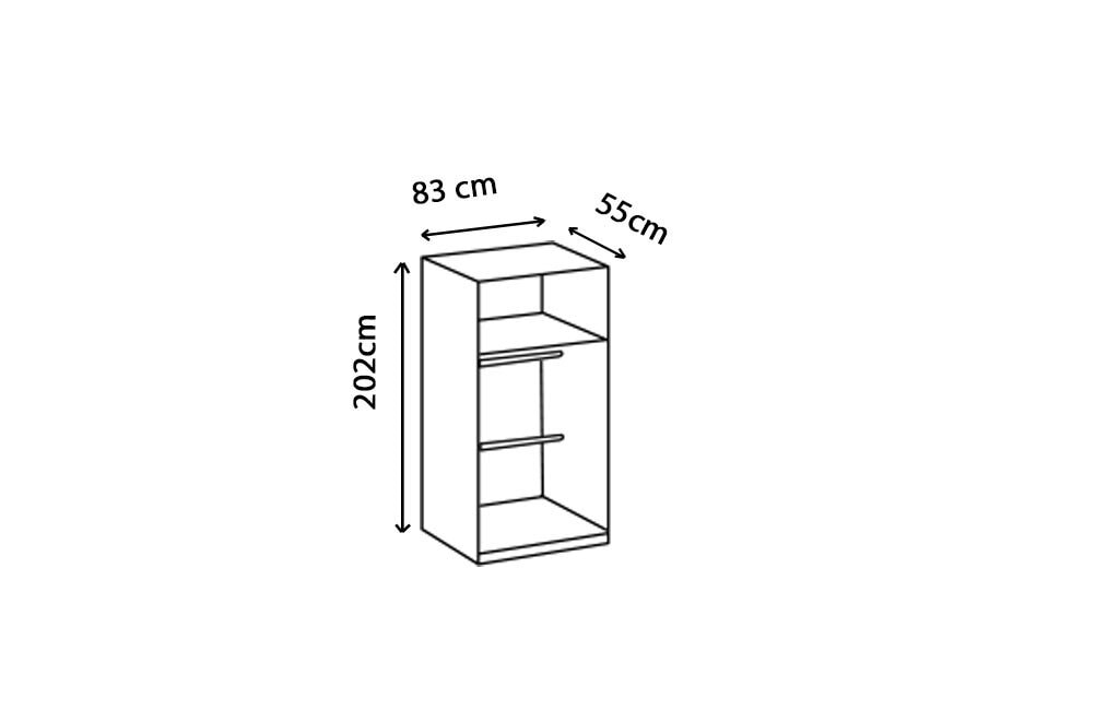 Kleiderschrank Rocky Weiß/Light Grey 83x202x55 cm