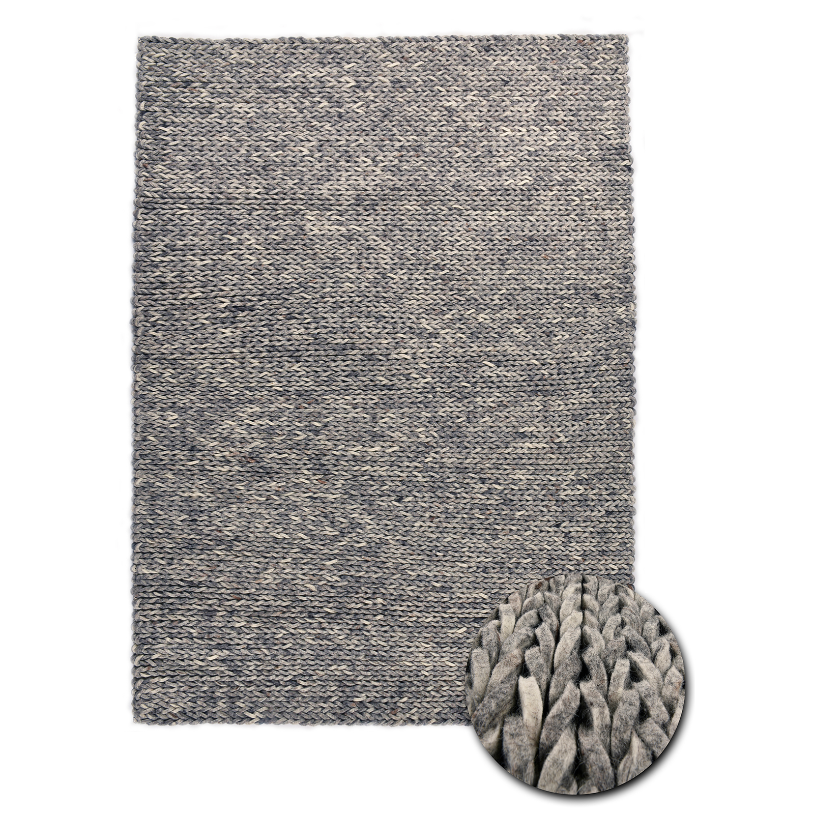 Teppich ARLBERG - natur grau - handgewebt - 70x140 cm