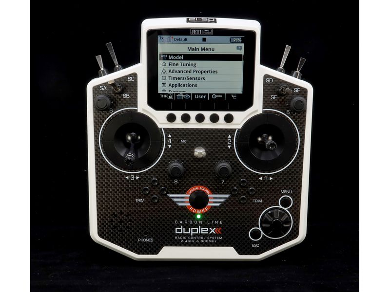 Jeti Fernsteuerung Duplex DS-12 Carbon White 2024   R9 Empf Handlicher Jeti Duplex 2.4 GHz Sender in «Special Edition» Ausführung
