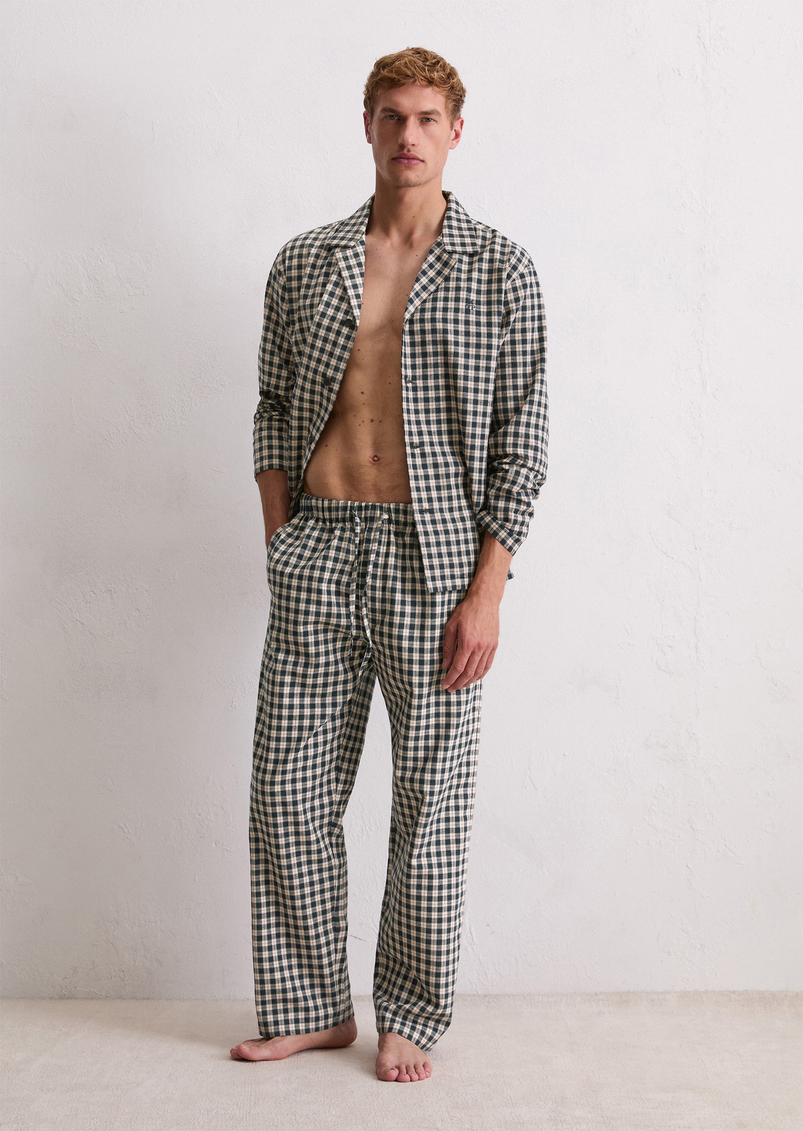 Marc O'Polo Loungehose »Cozy Flannel«  mit Gummizug und Bindeband, Cotton, gerades Bein