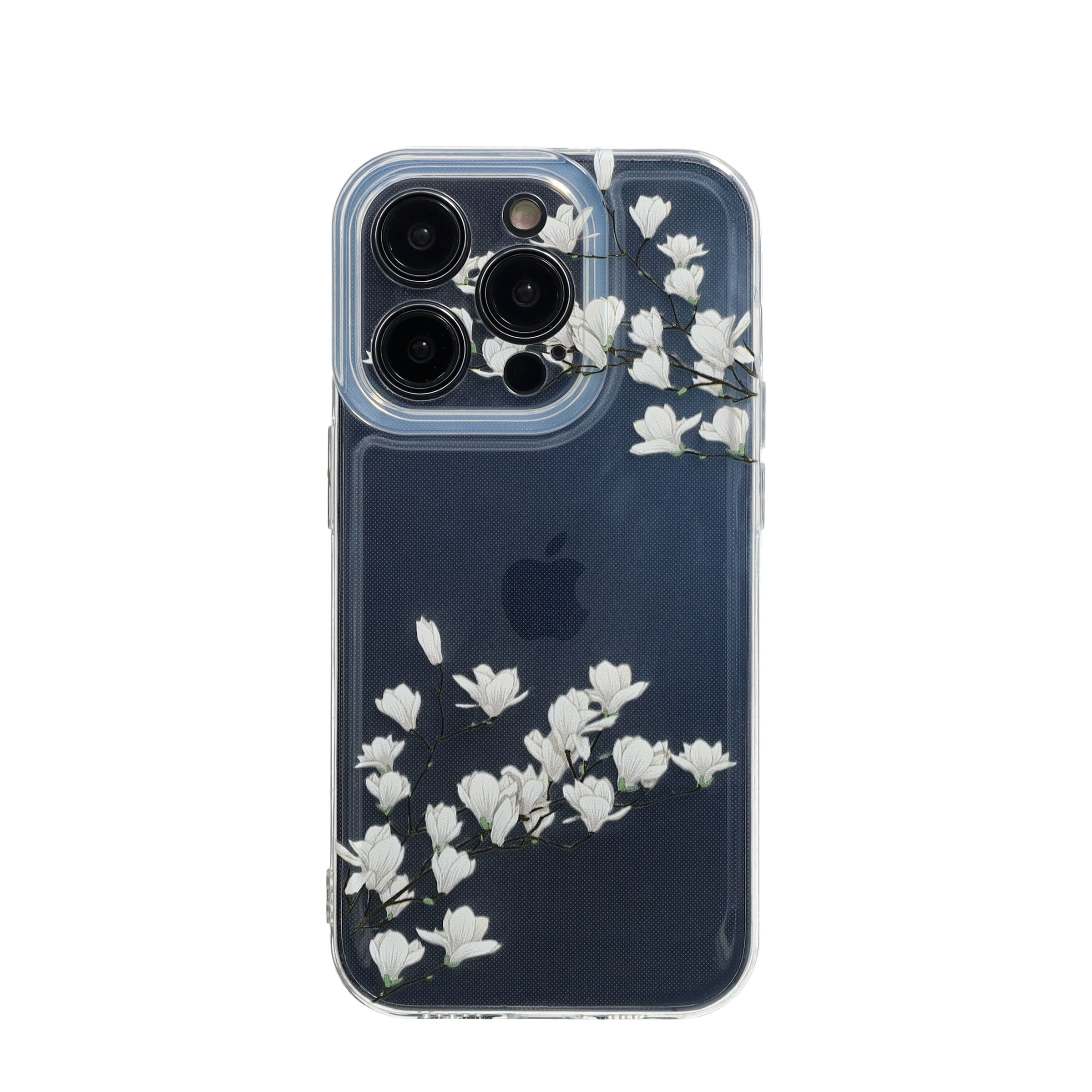 iPhone 14 Pro Gummi Case Schutzhülle mit Kameraschutz - Weisse Blüten