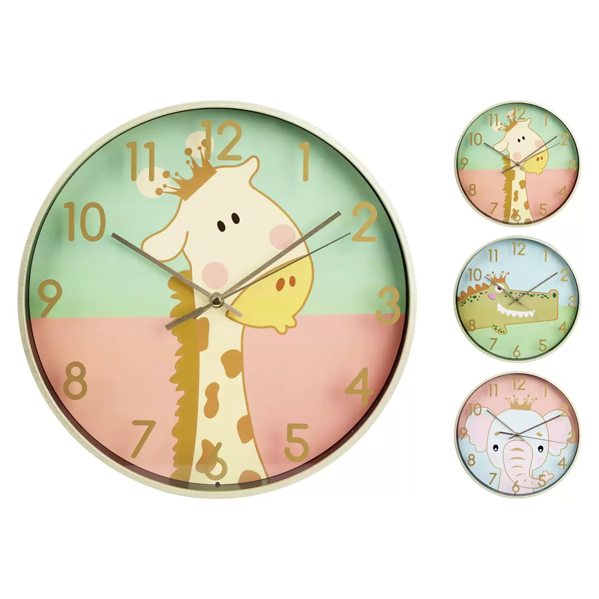 Wanduhr Kids gelb,hellblau,hellgrün,rosa