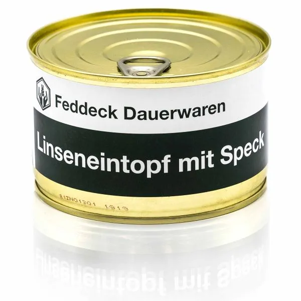 Feddeck Dauerwaren -  Fertiggericht Dose Linseneintopf mit Speck 400 g