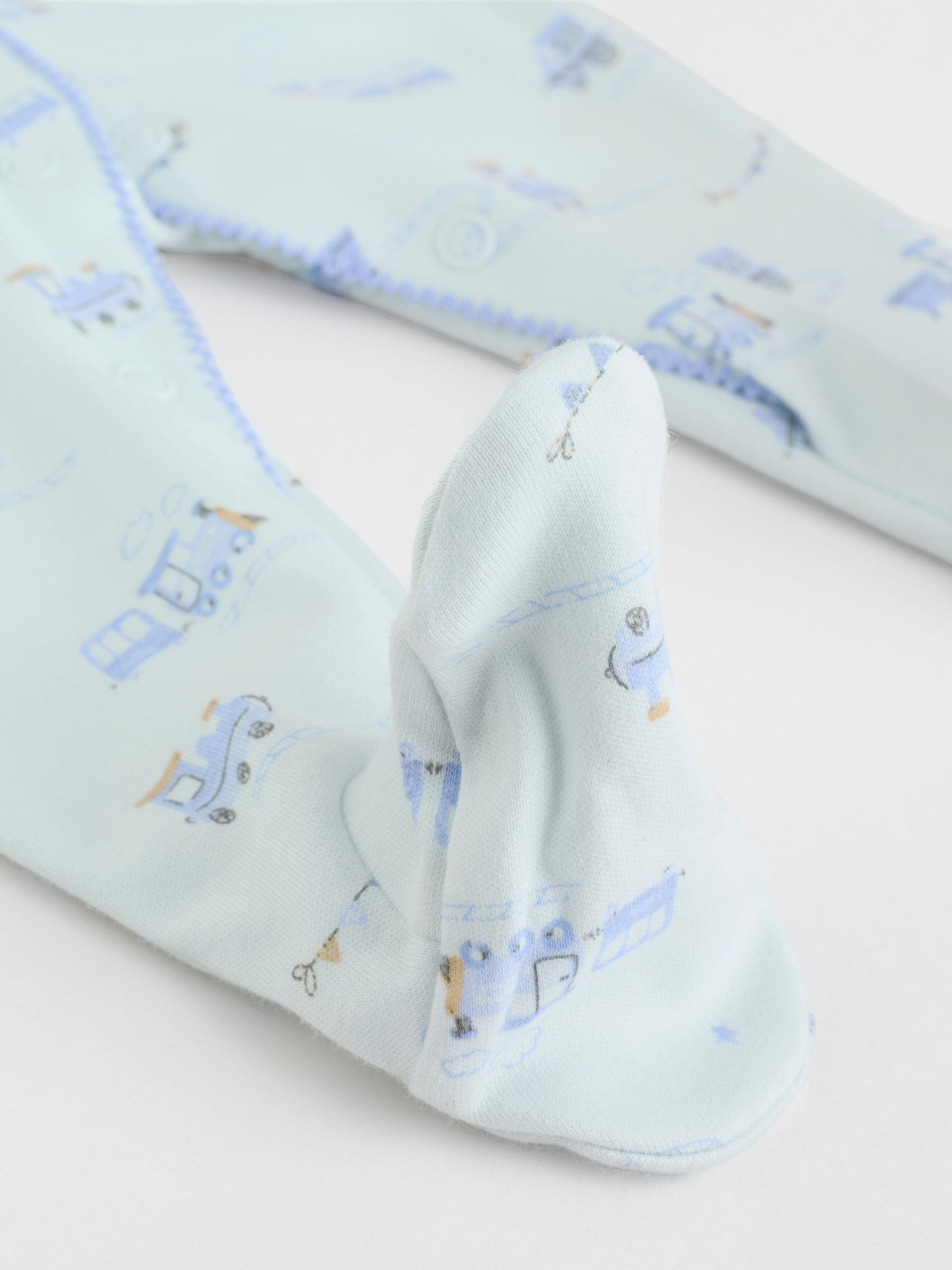 Wit/blauw - 3 babypyjama's met borduursel