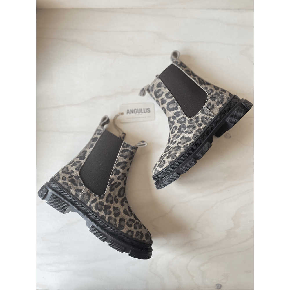 Angulus - Chunky Chelsea Boot Elastic - Beige Leo Brown