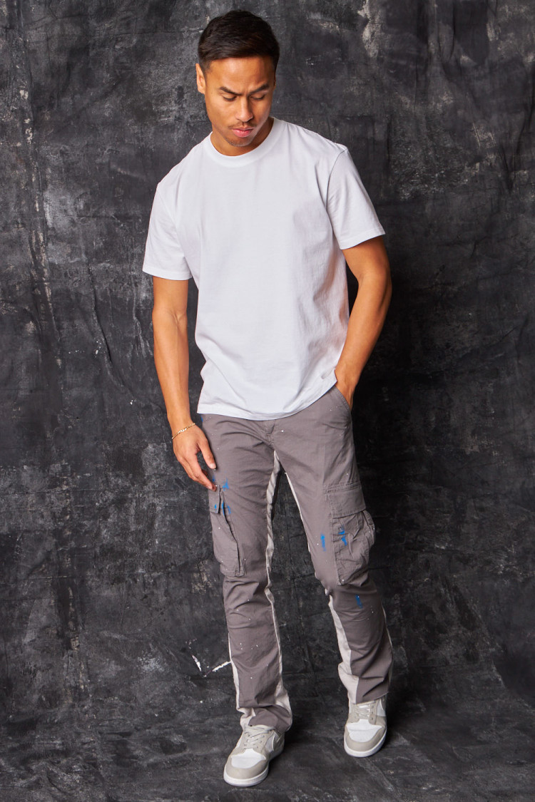 Pantalon cargo taché gris