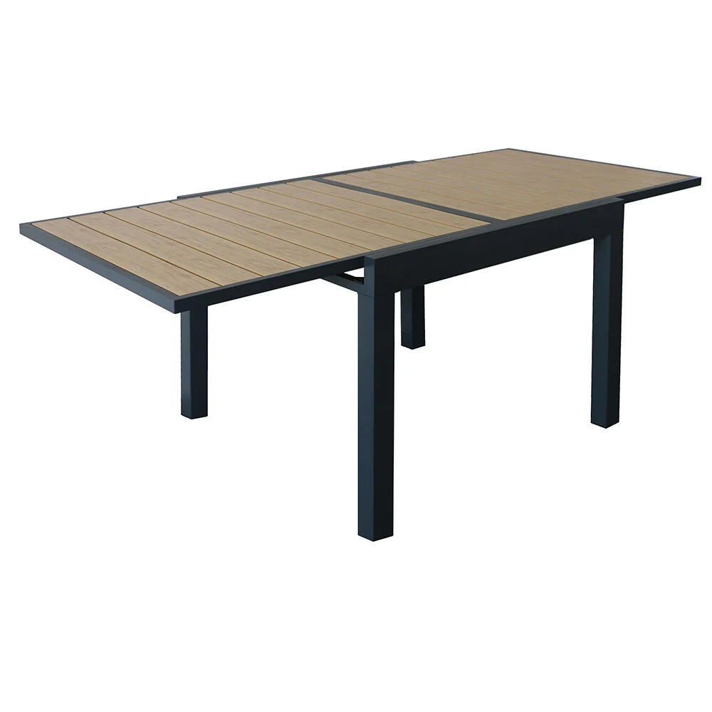 Table de jardin extensible Bali bois aluminium gris L90/180x90xH74cm