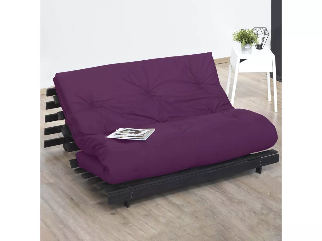 Matelas futon aubergine coeur en latex 90x190