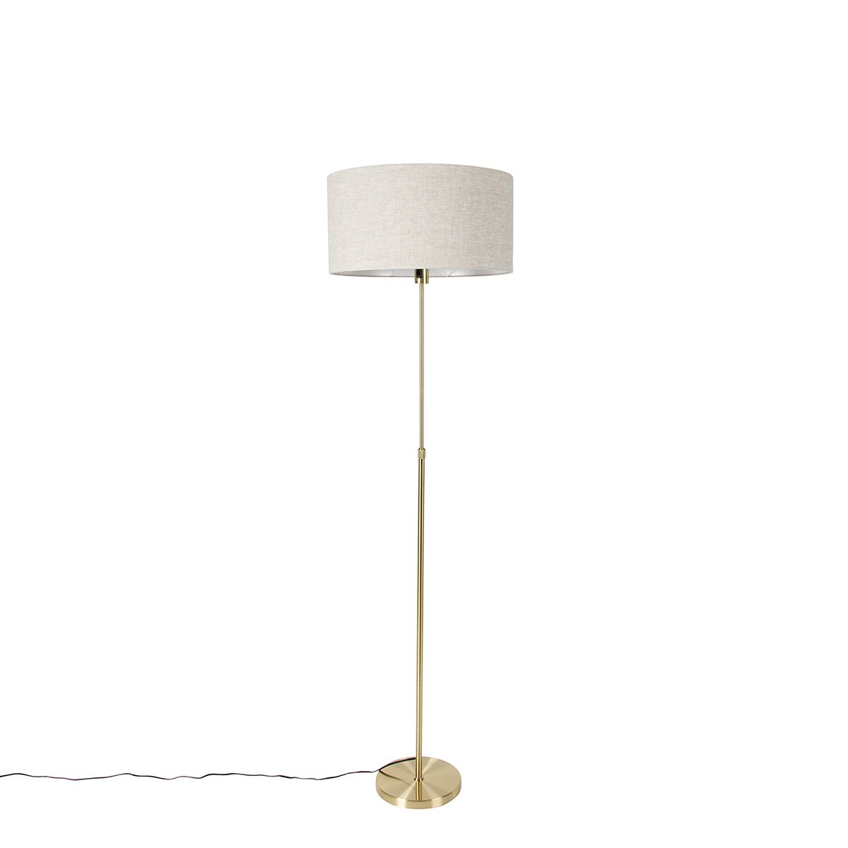 Vloerlamp verstelbaar goud met kap lichtgrijs 50 cm - Parte