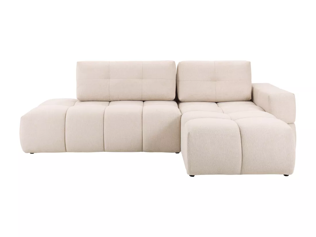 Canapé d'angle droit convertible en tissu texturé beige TRIMALDI