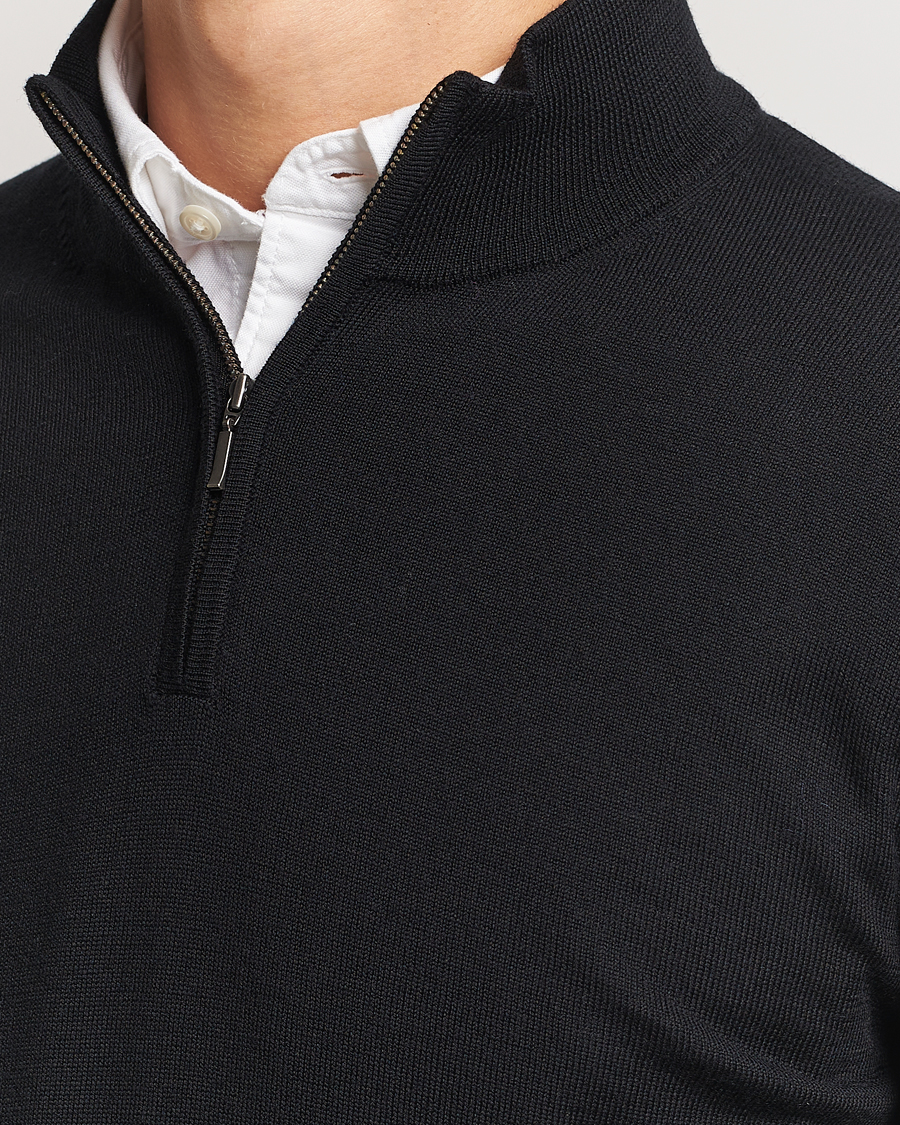 Charles Tyrwhitt Pure Merino Zip Neck Jumper Black