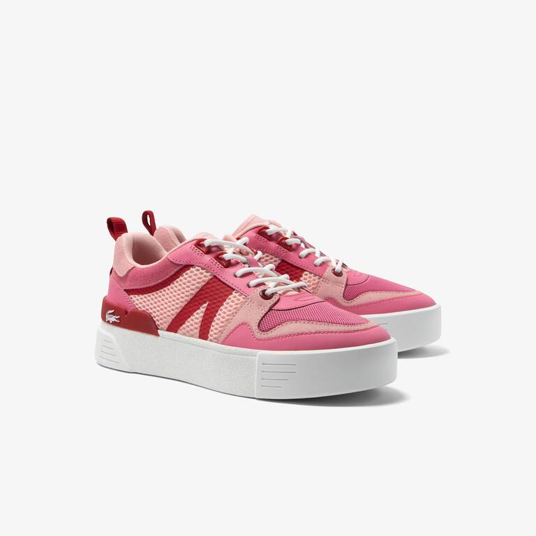 Sneakers L002 femme Lacoste en cuir, détail au talon Sneakers - Rose - Lacoste - Femme