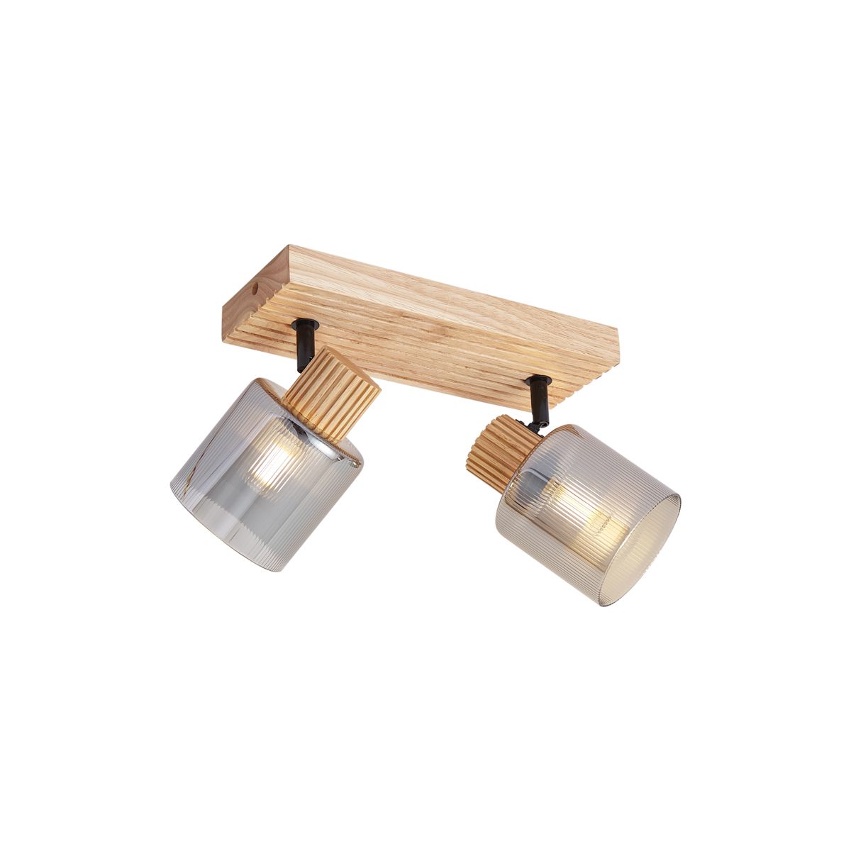 Moderne spot hout met smoke glas 2-lichts draai- en kantelbaar - Gracy